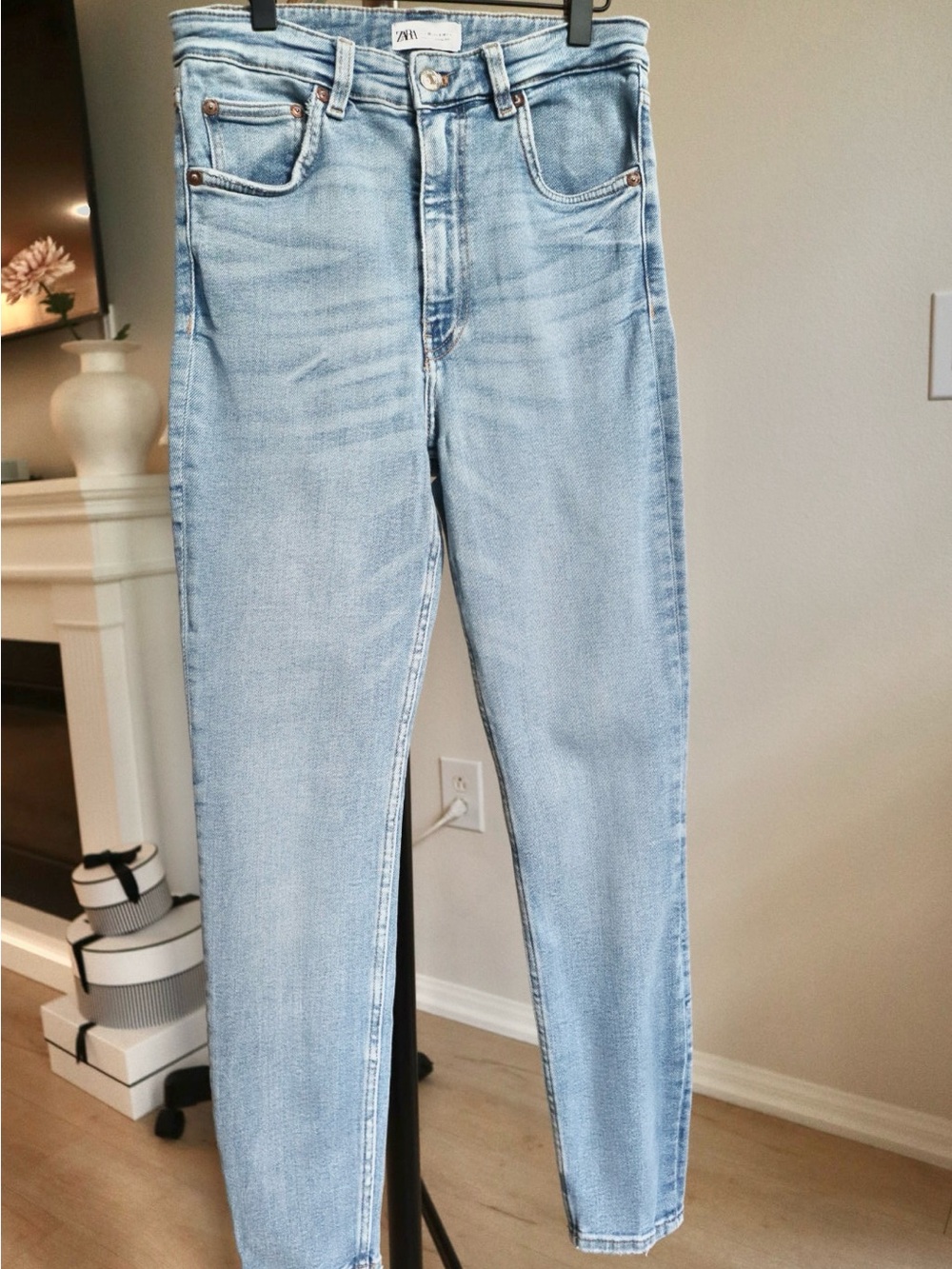 Zara Pale Blue High-Rise Skinny Jeans